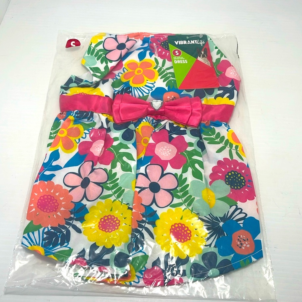Vibrant Life Dog Pug, Shih Tzu, Boston Terrier Floral Dress NWT